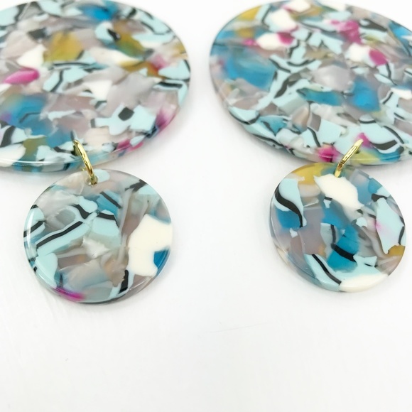 Circle Drop Earrings in Blue - Picture 5 of 8